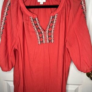 J. Jill Peach Tunic with Patterned Trim